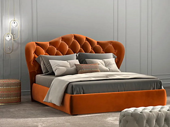 Двуспальная кровать с tufted подголовником из ткани CASA +39 FLY C22005, C22006, C22007, C22008 фабрика CASA +39 из Италии