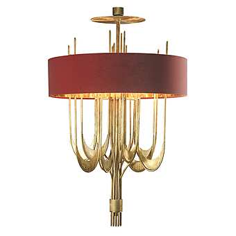 Люстра из натуральной бронзы в отделке "эффект ткани" Золотой бархатный абажур  SIGMA L2  7266 фабрика SIGMA L2 из Италии