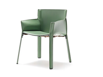 Кресло с подлокотниками из кожи с обработкой FASEM P90 фабрика FASEM из Италии