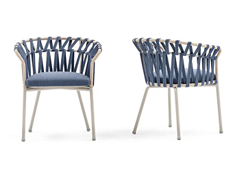 Кресло с подлокотниками из порошково окрашенного алюминия VARASCHIN EMMA CROSS 24810/24811, 24810L/24811L фабрика VARASCHIN из Италии