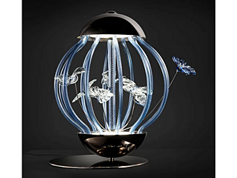 LED настольная лампа из стекла с решеткой MULTIFORME CAGE LM2023 фабрика MULTIFORME из Италии