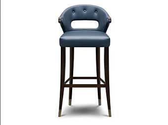 Высокий обитый барный стул с мягкой спинкой BRABBU Nanook фабрика BRABBU из Италии