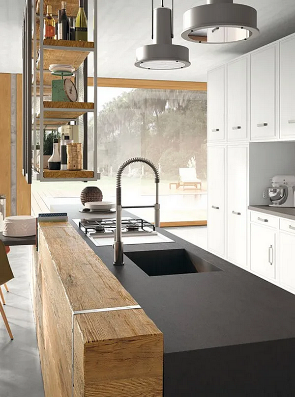 Современная кухонная мебель с островом и ручками MARCHI GROUP  Brera 76 фабрика MARCHI CUCINE из Италии. Фото №5