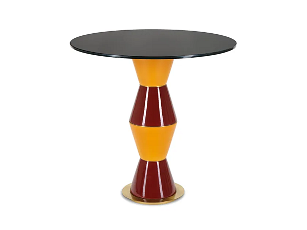 Круглый высокий боковой столик из дерева с отделкой PALM MARIONI 02988G фабрика MARIONI из Италии. Фото №6