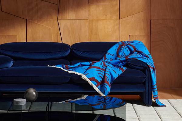 Плед из шерсти и хлопка с графическим узором CASSINA Toncloud фабрика CASSINA из Италии. Фото №3
