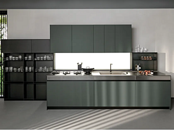 Кухня без ручек из линейного массива Euromobil Linear фабрика Euromobil из Италии