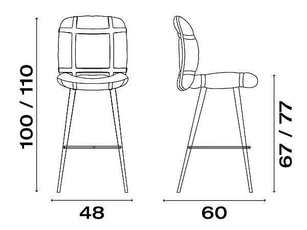 Барный стул из кожи с подножкой FASEM Avion PELLE BAR фабрика FASEM из Италии. Фото №8