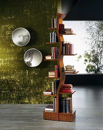 Книжный шкаф с золотыми листьями и встроенной подсветкой CARPANELLI Giovane Albero LB02 фабрика CARPANELLI из Италии