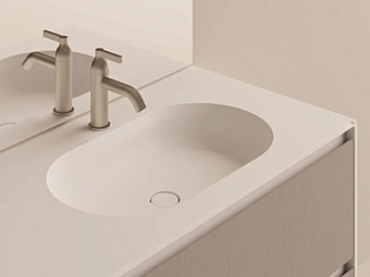 Умывальник овальной формы из акрилового камня AGAPE Undici для встраивания фабрика Agape из Италии