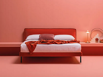 Кровать с съемным чехлом и обитой спинкой из ткани FRAUFLEX (LOLLO DUE) Terry фабрика FRAUFLEX (LOLLO DUE) из Италии