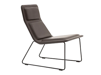 Стул с обивкой из кожи и мягкой спинкой Cappellini Low Pad
