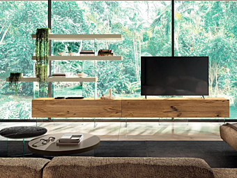 Стена для хранения из дерева и стекла LAGO AIR 2726 2726 фабрика LAGO из Италии