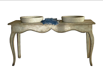 Консольная раковина из массива дерева двойная напольная Interiors Italia CB1660 фабрика Interiors Italia из Италии