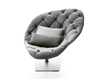 Кресло с обитой спинкой и вращающимся механизмом из ткани MOROSO Bohemian 061 фабрика Moroso из Италии