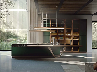 Кухня с островом из материала Essenza Supernatural зеленый и медный Martini Interiors Кухня с островом из материала Essenza Supernatural зеленый и медный Martini Interiors фабрика MARTINI INTERIORS из Италии