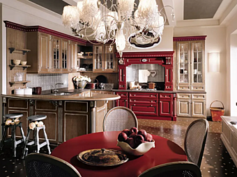 Кухня из каштана с отделкой Tosca в цвете красной розы Martini Interiors Кухня из каштана с отделкой Tosca в цвете красной розы Martini Interiors фабрика MARTINI INTERIORS из Италии