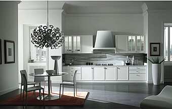 Линейная встроенная кухня с островом из материала ASTER CUCINE Avenue 7 фабрика Aster Cucine из Италии