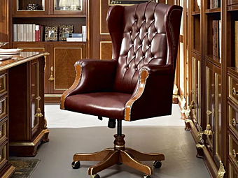 Кресло с подлокотниками и поворотным механизмом на 5-ти спицах MODENESE GASTONE 13501 фабрика MODENESE GASTONE из Италии