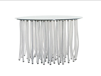 Сервисный стол с круглой стеклянной столешницей и веревочными ножками Cappellini ORG фабрика Cappellini из Италии