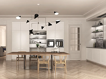 Линейная кухня из дерева Euromobil Filo фабрика Euromobil из Италии