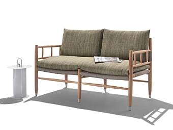 Диван для сада из массива ироко с мягкой спинкой FLEXFORM Lee Outdoor фабрика FLEXFORM из Италии