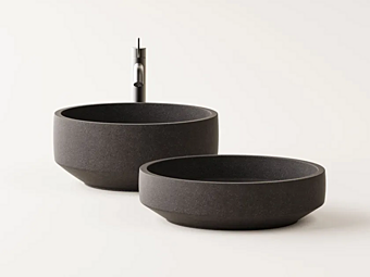 Круглая раковина из лавового камня для столешницы AGAPE Cenote фабрика Agape из Италии