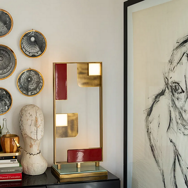 Настольная лампа из латуни с абажуром Sunset средняя MARIONI 02910 фабрика MARIONI из Италии. Фото №6