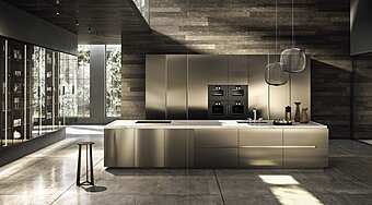 Кухня с островом без ручек из материала ASTER CUCINE Contempora 2 фабрика Aster Cucine из Италии