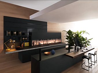 Кухня из матового сланцевого стекла с функцией V Motion VALCUCINE Genius Loci Кухня из матового сланцевого стекла с функцией V Motion VALCUCINE Genius Loci фабрика VALCUCINE из Италии