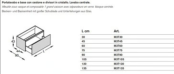 Тумба с раковиной из эмалированного стекла с дверцей и ящиками ARTELINEA Monolite 18 AL 583 фабрика ARTELINEA из Италии. Фото №8