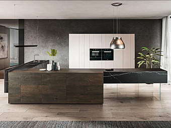 Кухня с островом из мрамора и LAGO 36E8 Xglass 1094 Кухня с островом из мрамора и LAGO 36E8 Xglass 1094 фабрика LAGO из Италии