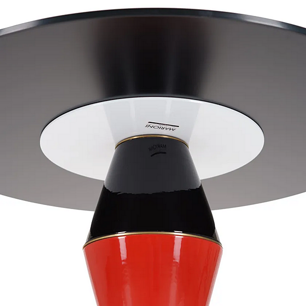 Круглый высокий боковой столик из дерева с отделкой PALM MARIONI 02988G фабрика MARIONI из Италии. Фото №4