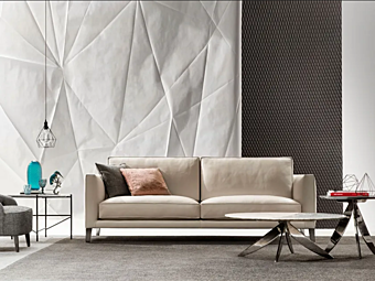 Диван с обитой спинкой на три места из кожи BertO  Time Break фабрика BertO из Италии