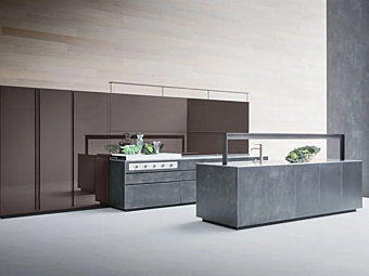 Кухня с островом из структурированного лака и стали VALCUCINE Artematica Кухня с островом из структурированного лака и стали VALCUCINE Artematica фабрика VALCUCINE из Италии