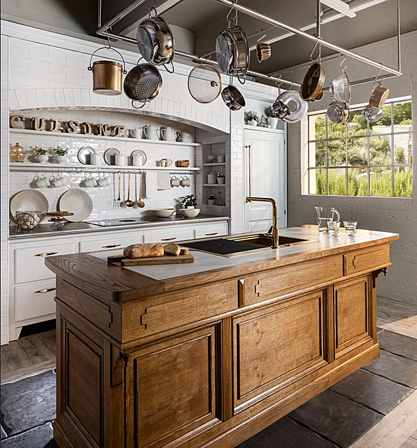 Кухня с островом из дерева MARCHI GROUP Essenza фабрика MARCHI CUCINE из Италии. Фото №3