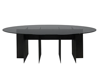 Овальный стеклянный обеденный стол CHELINI Roy фабрика CHELINI из Италии