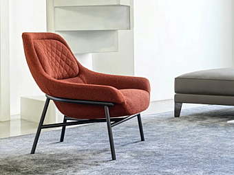 Кресло с мягкой спинкой из ткани и стальной рамой BertO  Hanna фабрика BertO из Италии