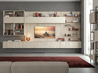 Секционный настенный шкаф для хранения из дерева LUBE CUCINE Plus Lux Living C