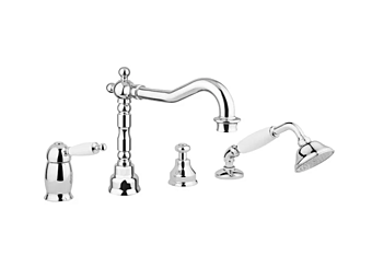 Смеситель для ванны с одним рычагом из стали с переключателем Canterbury Gaia Mobili 4 отверстия фабрика GAIA из Италии