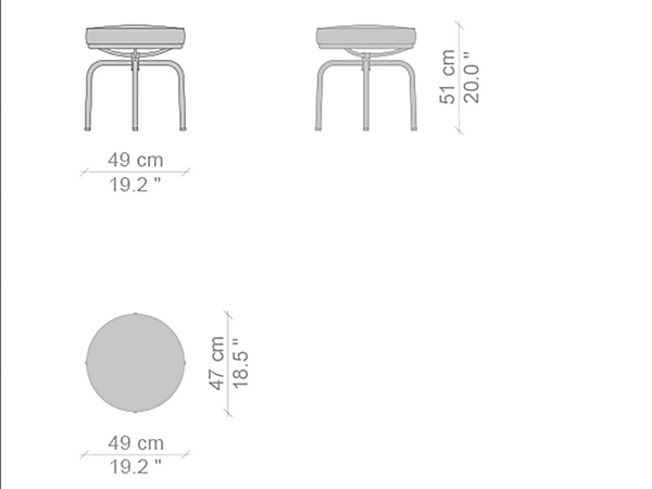 Поворотный табурет из прочных материалов CASSINA 8 008 фабрика CASSINA из Италии. Фото №3