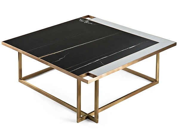 Кофейный столик квадратный из дерева с отделкой MARIONI GARY 02864 фабрика MARIONI из Италии. Фото №1