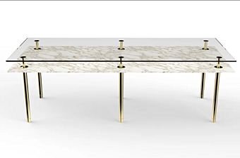 Прямоугольный стол со стеклом и мрамором GHIDINI1961 LEGS PR103--107 фабрика GHIDINI1961 из Италии