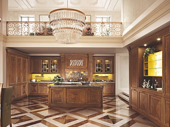 Кухня из ореха с островом и ручками Norma Martini Interiors фабрика MARTINI INTERIORS из Италии