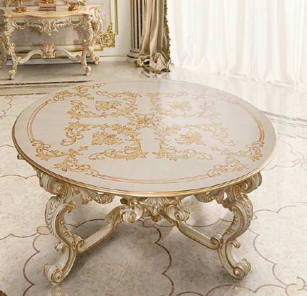 Круглый деревянный обеденный стол со светлой отделкой Modenese Gastone фабрика MODENESE GASTONE из Италии. Фото №1