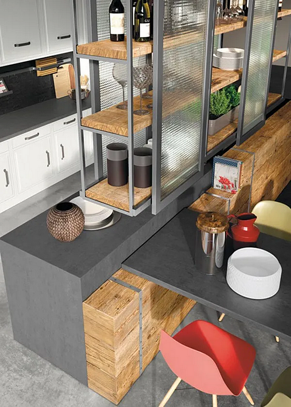 Современная кухонная мебель с островом и ручками MARCHI GROUP  Brera 76 фабрика MARCHI CUCINE из Италии. Фото №4