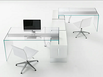 Угловой письменный стол из стекла Gallotti&Radice Air Desk 1 Угловой письменный стол из стекла Gallotti&Radice Air Desk 1 фабрика Gallotti & Radice из Италии