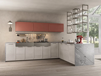 Деревянная встроенная кухня с островом LUBE CUCINE Flavour 12