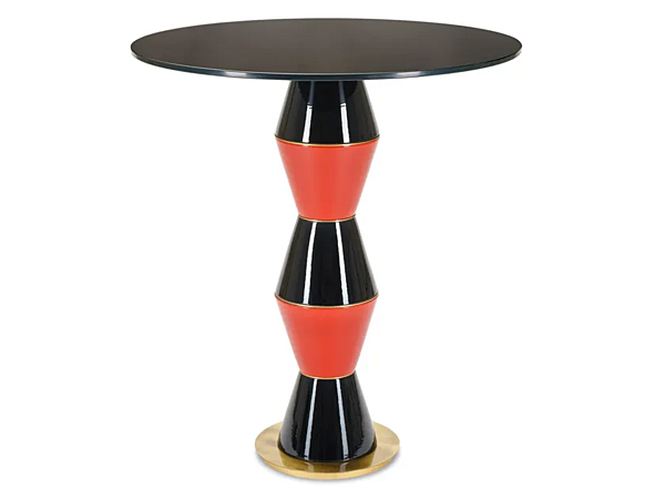 Круглый высокий боковой столик из дерева с отделкой PALM MARIONI 02988G фабрика MARIONI из Италии. Фото №1