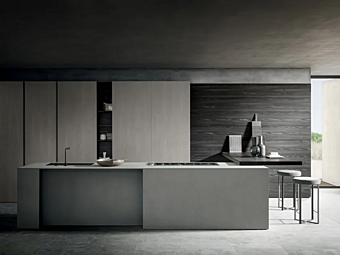 Кухня с пеналом из дерева MODULNOVA Milltech MH6 фабрика Modulnova из Италии