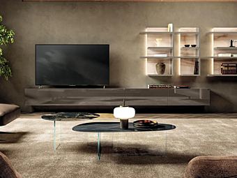 Стена для хранения с интегрированным освещением из стекла LAGO Materia 2673 2673 фабрика LAGO из Италии